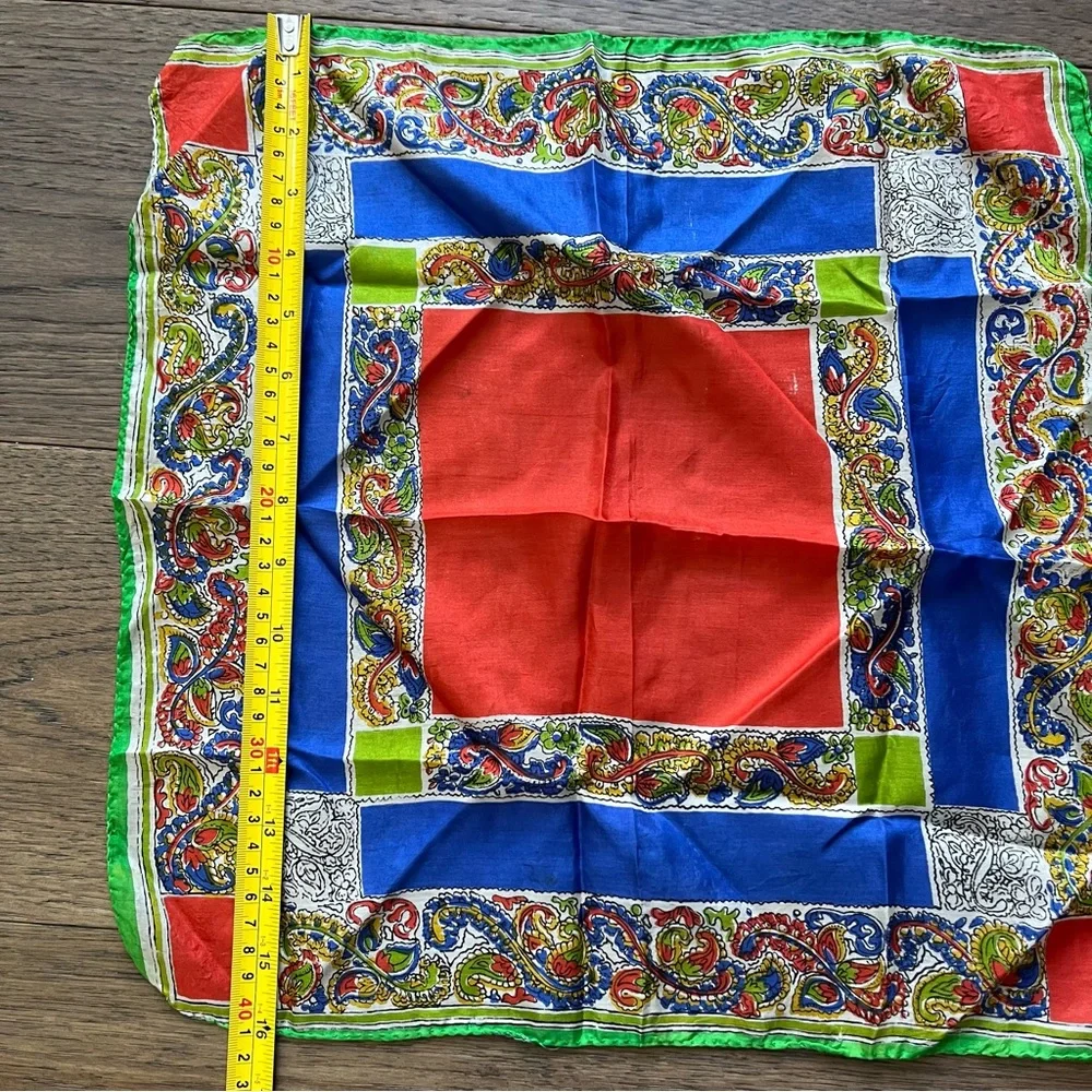 Vintage made in USA 100% pure silk color block scarf